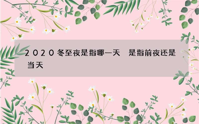 2020冬至夜是指哪一天 是指前夜还是当天